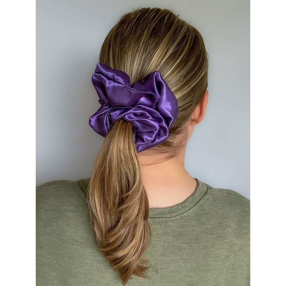 Purple Silky Satin Scrunchie | Big Scrunchies | Fashion Hair Ties | Team Colors